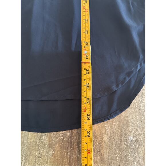 Catherine Malandrino Womens Medium Black V Neck Sheer Tunic Top LS Blouse - Picture 8 of 8